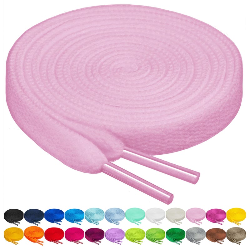 Birch Shoelaces in 27 Colors Flat 5/16" Shoe Laces in 4 Different Lengths (45.5"(115cm) L, Light Pink) - Image 1